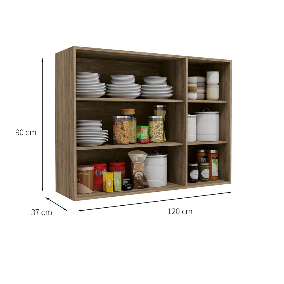 Cozinha Compacta Maxxi com Tampo 9 Portas 5 Gavetas Nogal