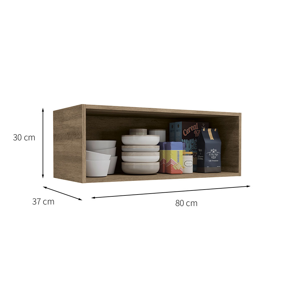 Cozinha Compacta Maxxi com Tampo 9 Portas 5 Gavetas Nogal