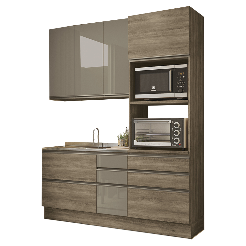 Cozinha Modulada 3 Pecas 190 cm MDP Maxxi Nogal Kappesberg
