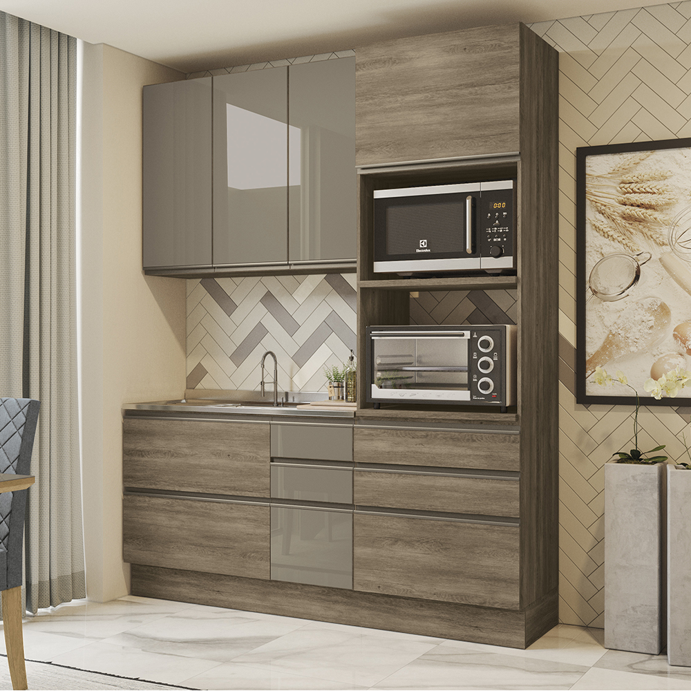 Cozinha Modulada 3 Pecas 190 cm MDP Maxxi Nogal Kappesberg