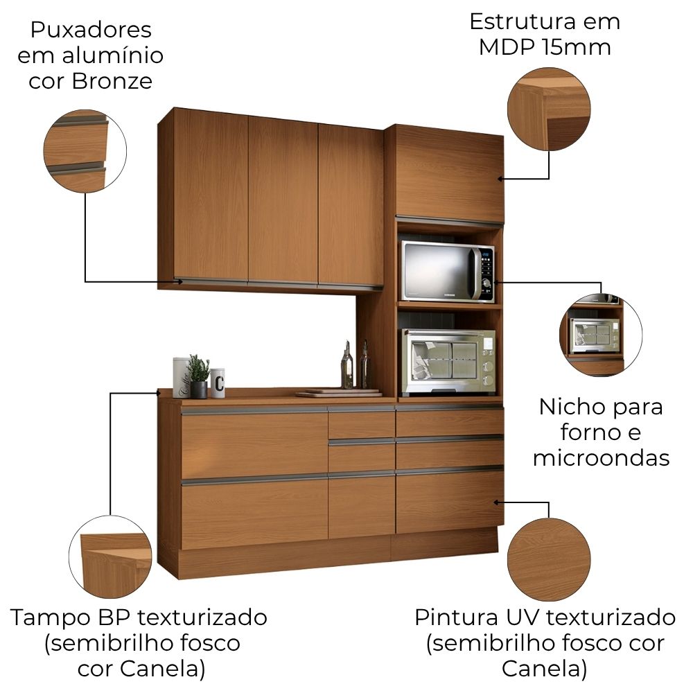 Cozinha Modulada 4 Pecas 190 cm G750 Maxxi Canela Kappesberg