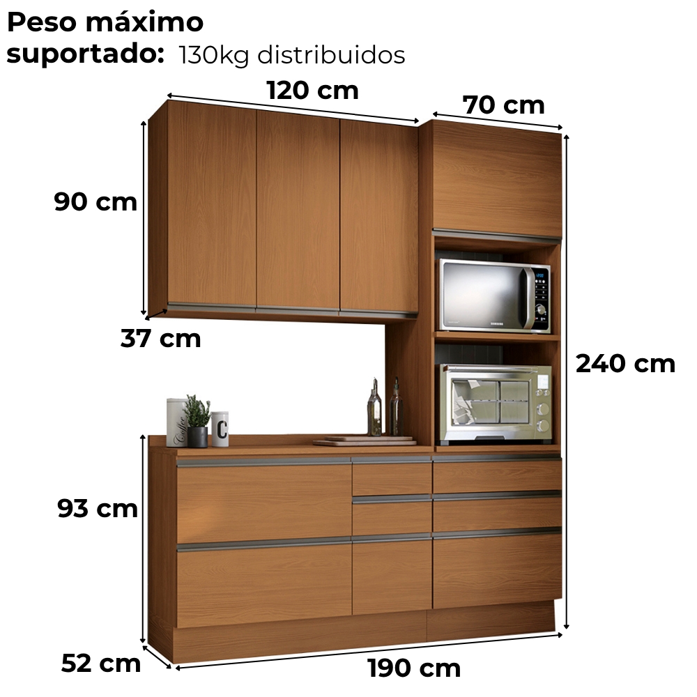 Cozinha Modulada 4 Pecas 190 cm G750 Maxxi Canela Kappesberg