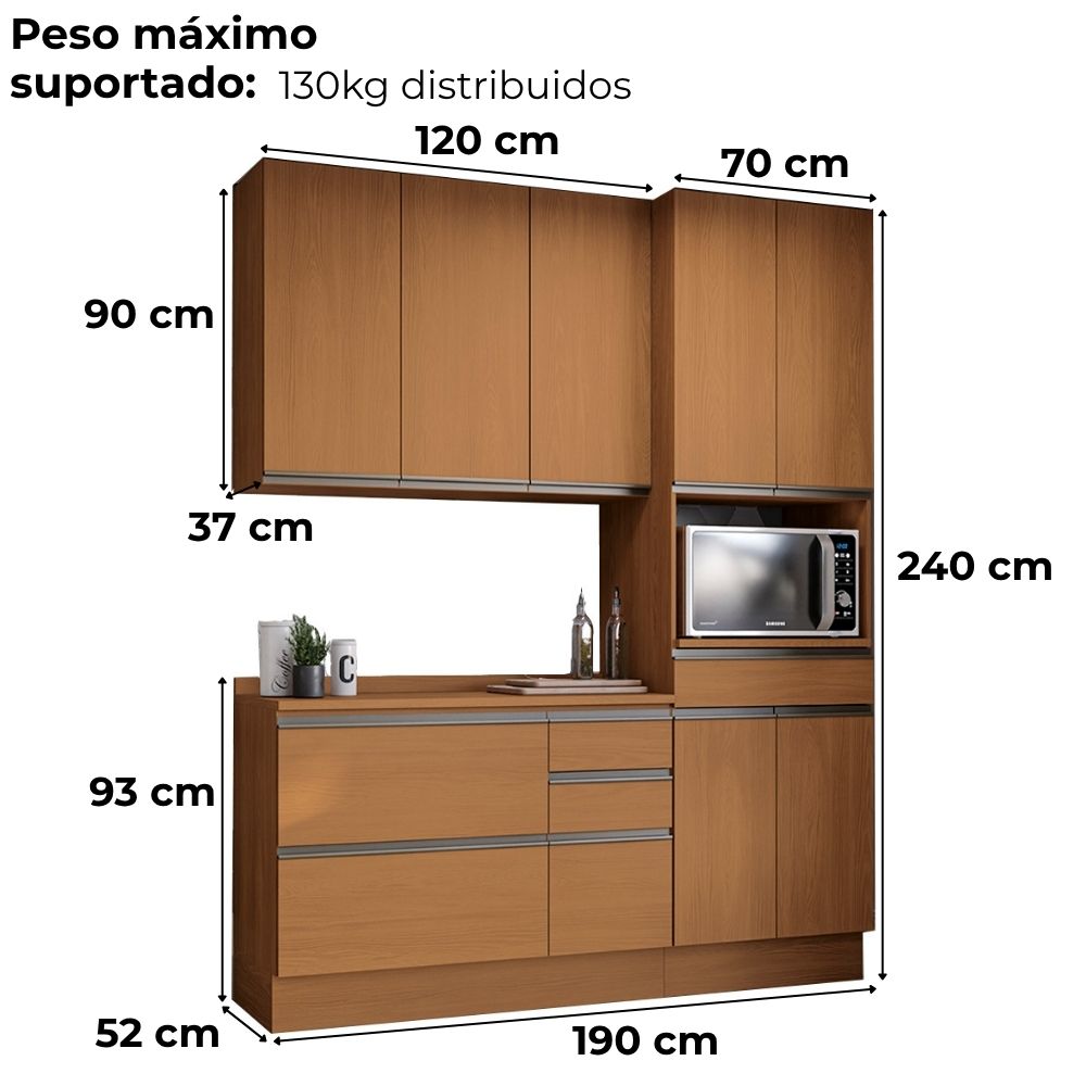 Cozinha Modulada 4 Pecas 190 cm G751 Maxxi Canela Kappesberg