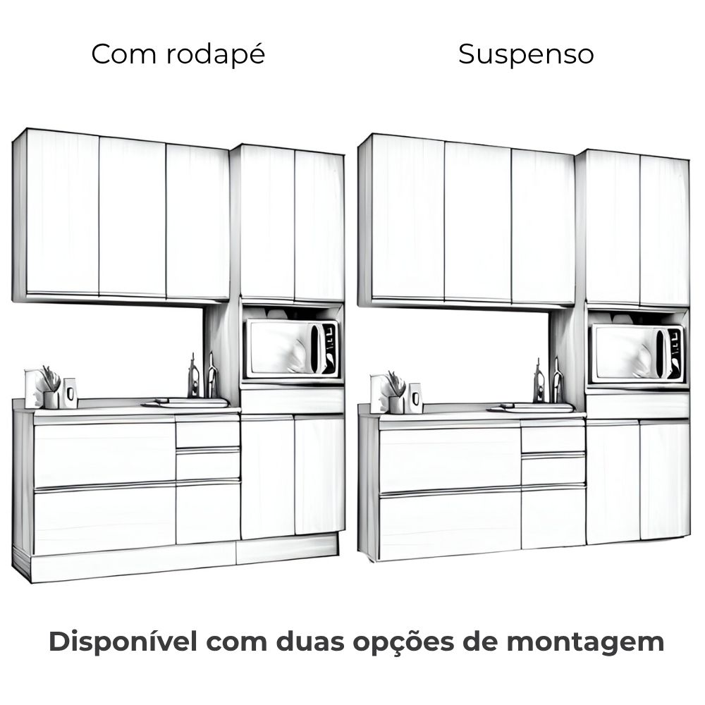 Cozinha Modulada 4 Pecas 190 cm G751 Maxxi Canela Kappesberg