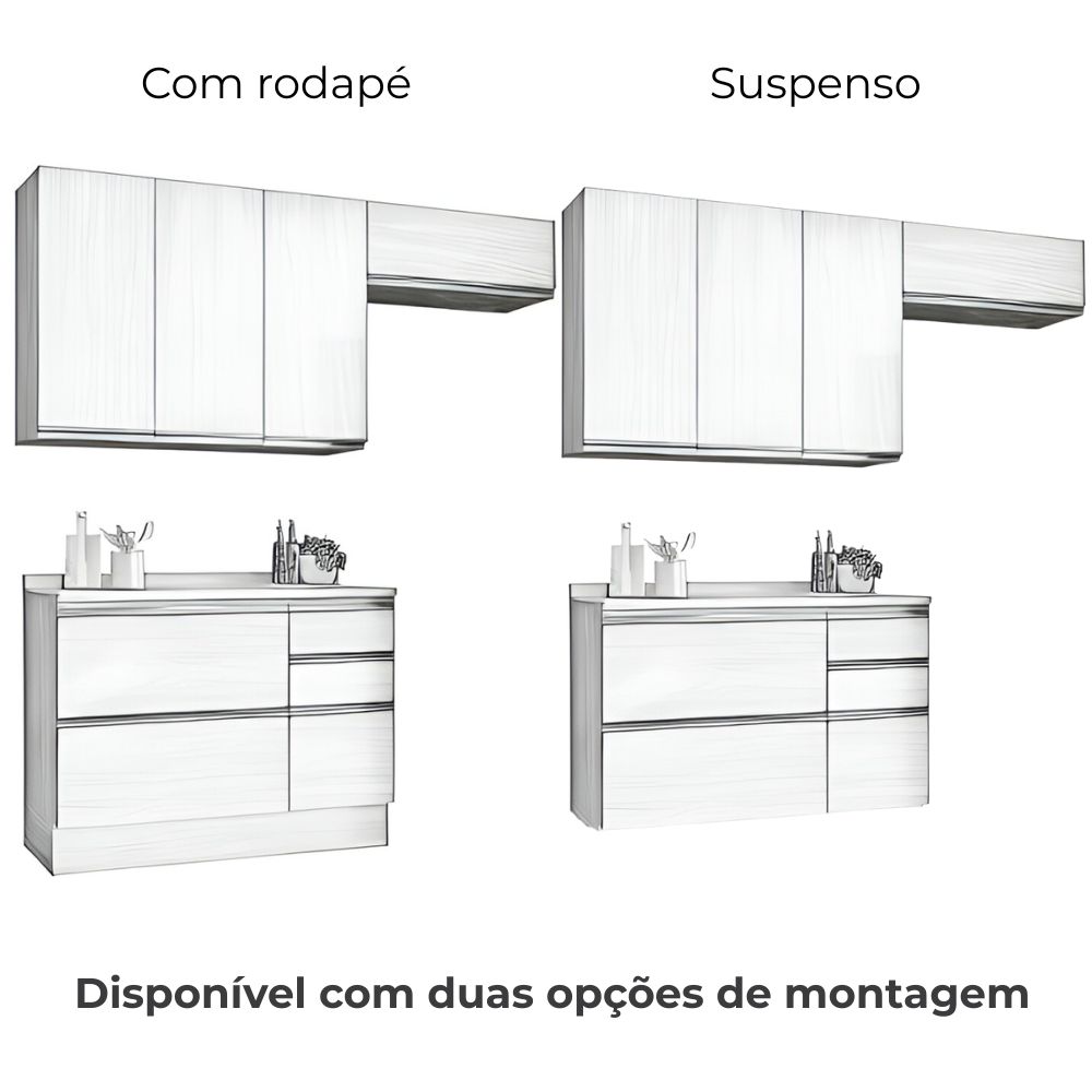 Cozinha Modulada 4 Pecas 200 cm MDP Maxxi Canela Kappesberg