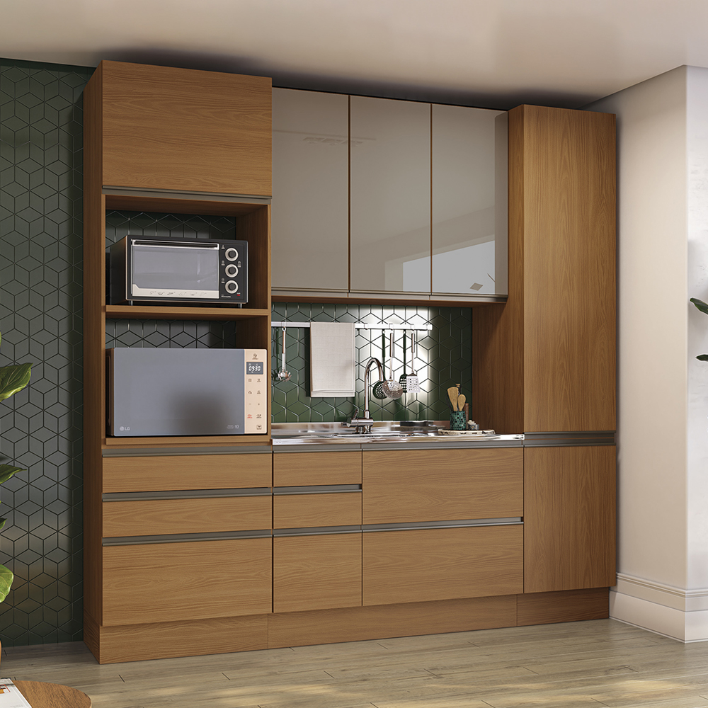 Cozinha Modulada 4 Pecas 240 cm MDP Maxxi Canela Kappesberg