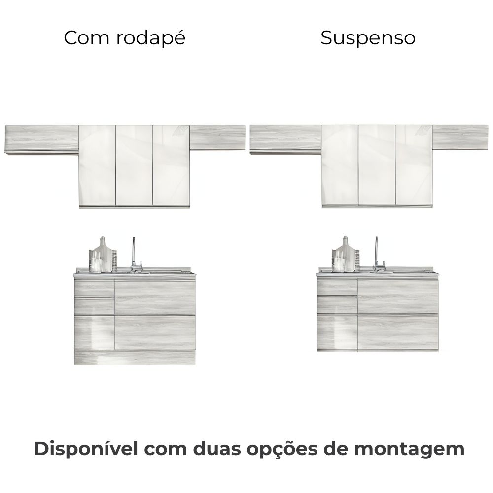 Cozinha Modulada 4 Pecas 260 cm MDP Maxxi Nogal Kappesberg