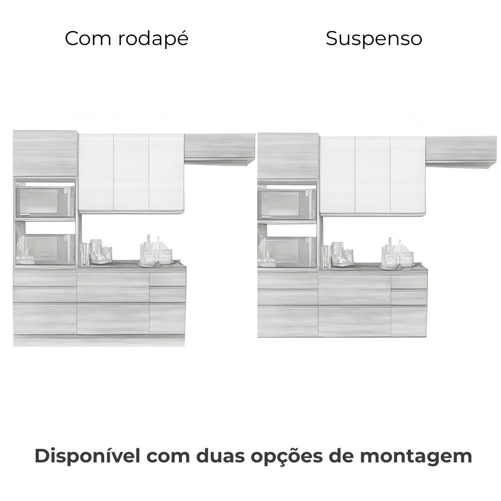Cozinha Modulada 5 Pecas 270 cm MDP Maxxi Nogal Preto Kappesberg