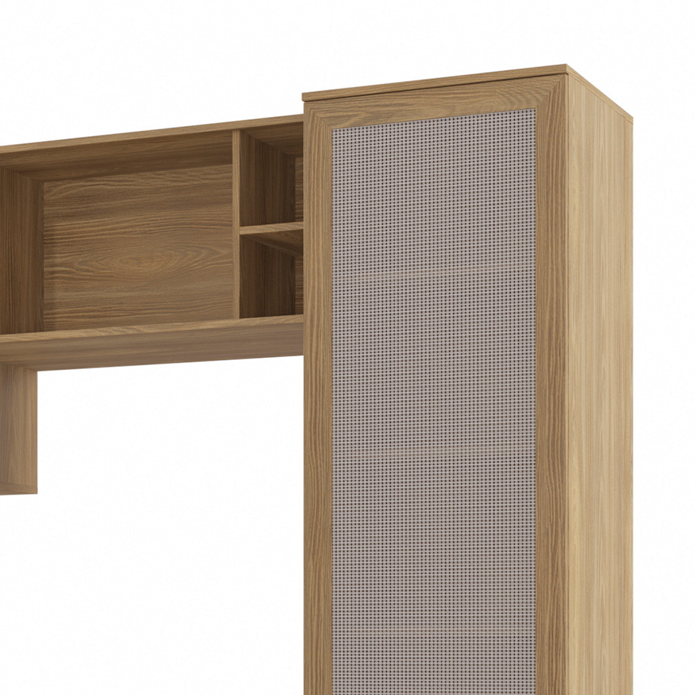 Cozinha compacta Botanic com Tela e Vidro 9 Portas 4 Gavetas Nogueira e Verde