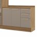 Cozinha compacta Botanic com Vidro 7 Portas 4 Gavetas Nogueira e Fendi