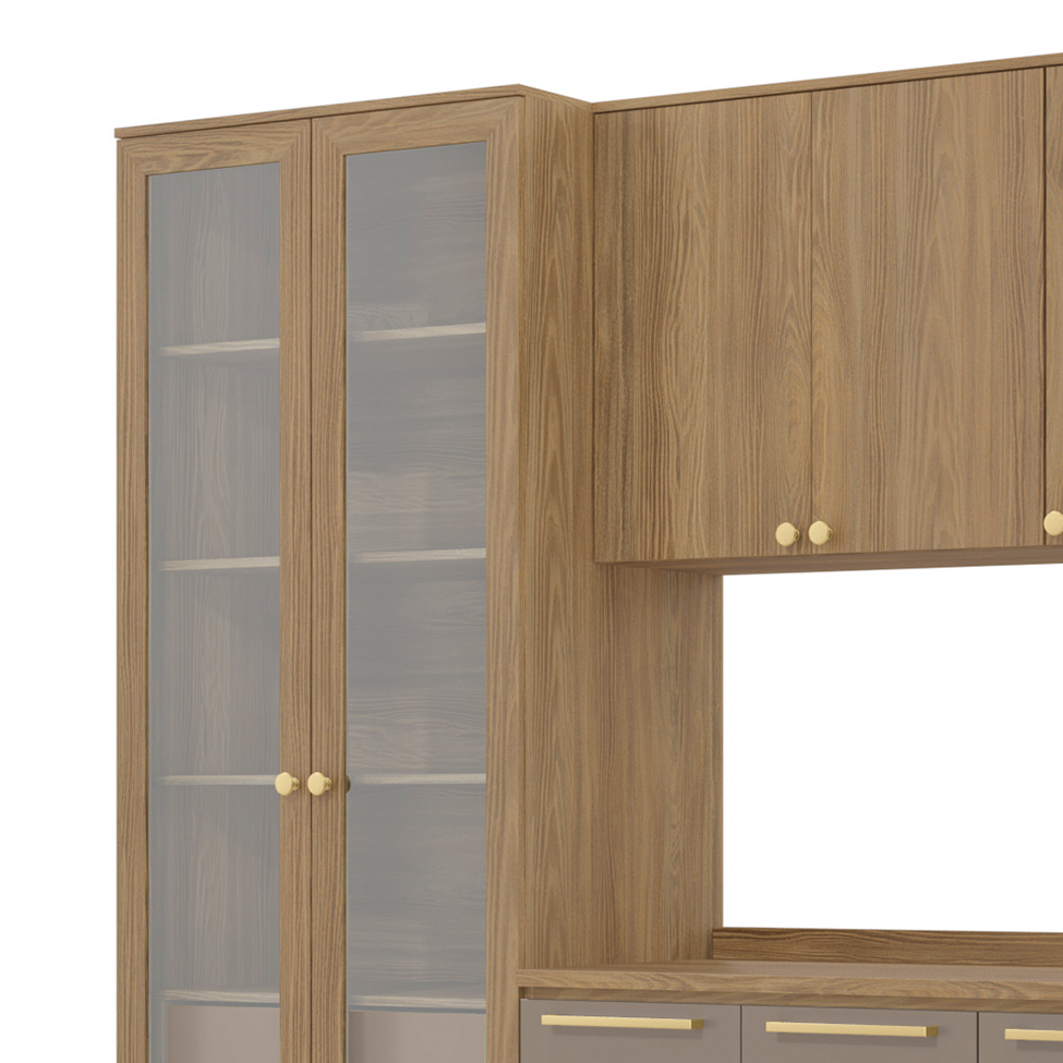 Cozinha compacta Botanic com Vidro com Tela 9 Portas 4 Gavetas Nogueira e Fendi