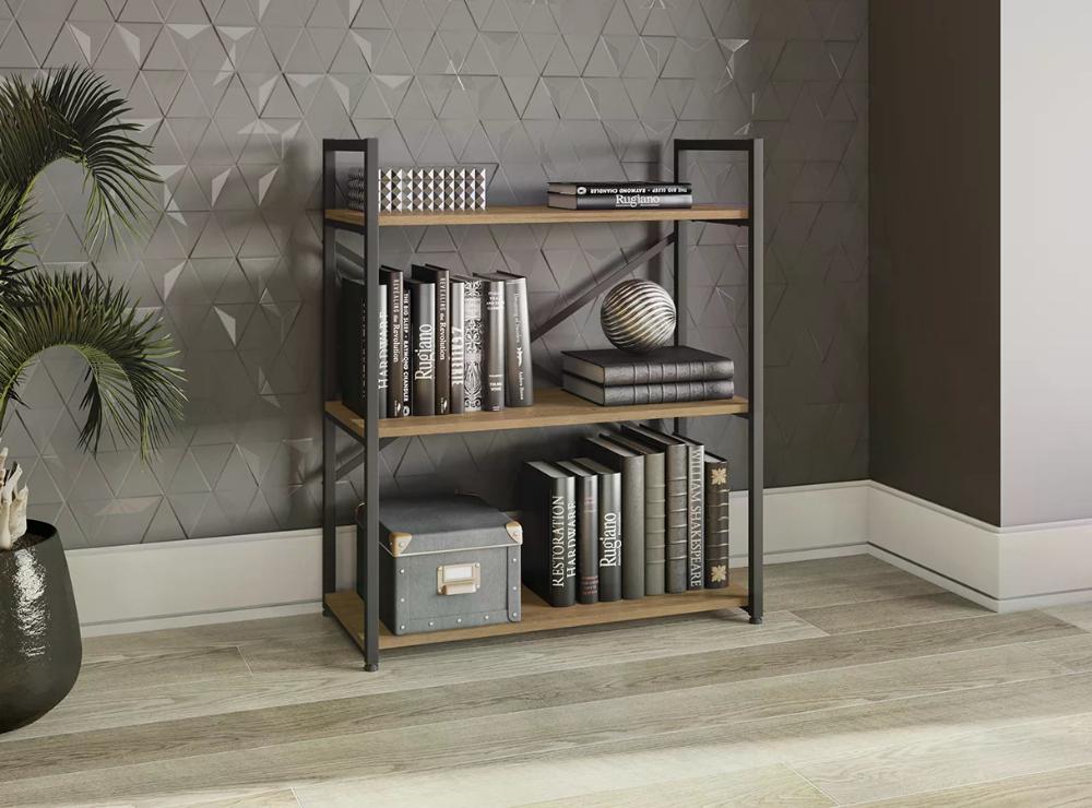 Estante Baixa 3 Prateleiras 85x72cm Industrial Crome LI007 Freijo Preto Kappesberg