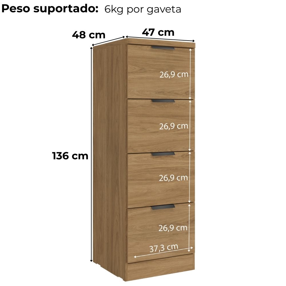 Gaveteiro Pasta Suspensa 4 Gavetas Versatil 1004A Itapua Kappesberg