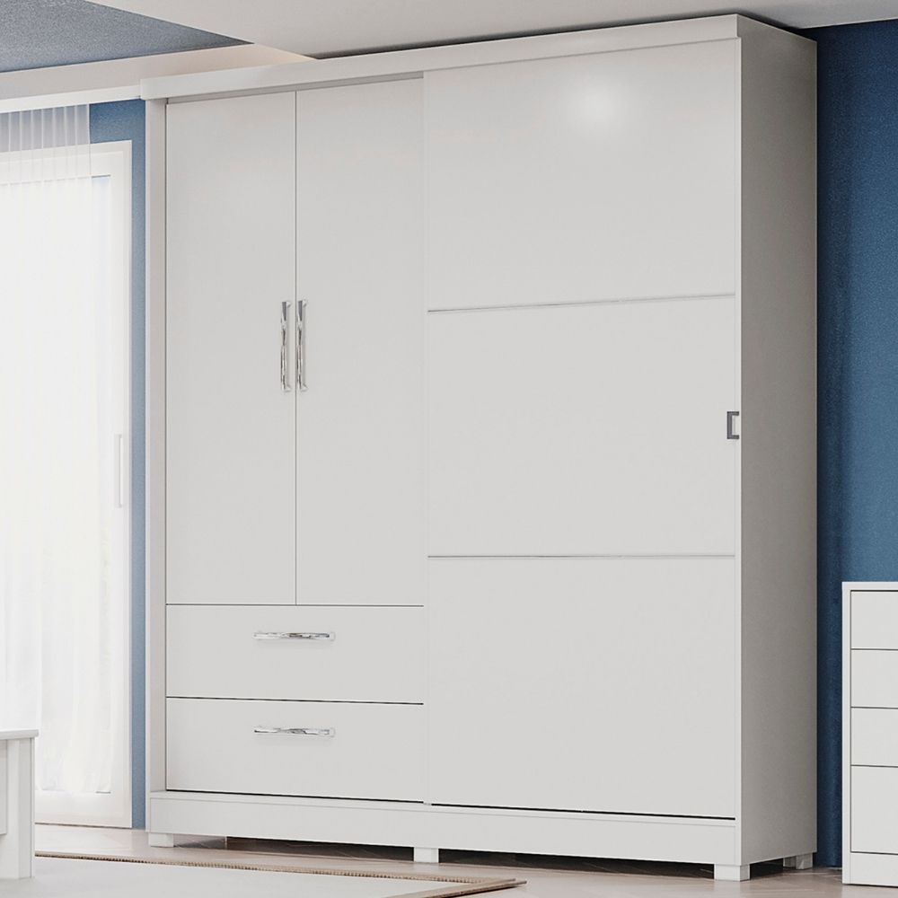 Guarda Roupa Casal 3P 2G 218x180 cm C533 Branco Kappesberg