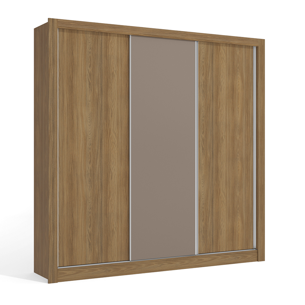 Guarda-Roupa Casal Hanna 3 Portas 2 Gavetas Nogueira e Fendi