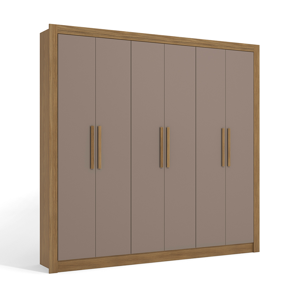 Guarda-Roupa Casal Hilda 6 Portas 2 Gavetas Nogueira e Fendi