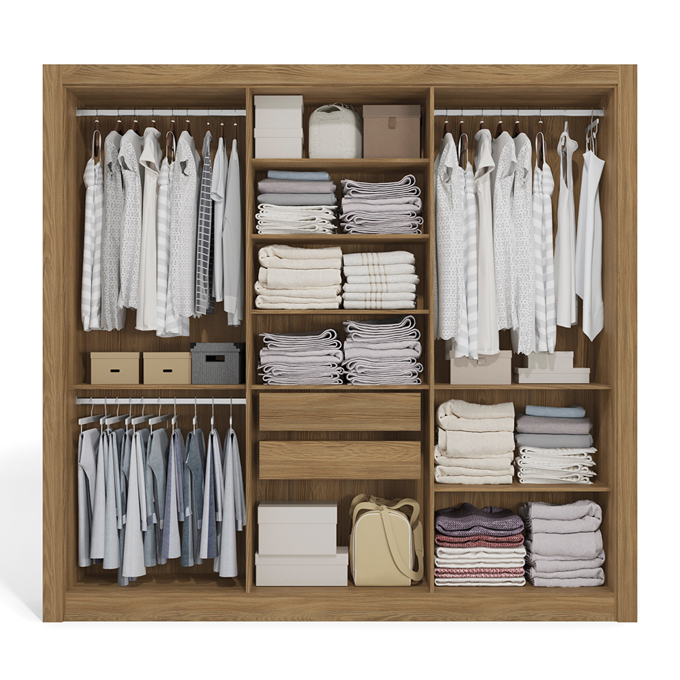 Guarda-Roupa Casal Hilda 6 Portas 2 Gavetas Nogueira e Fendi