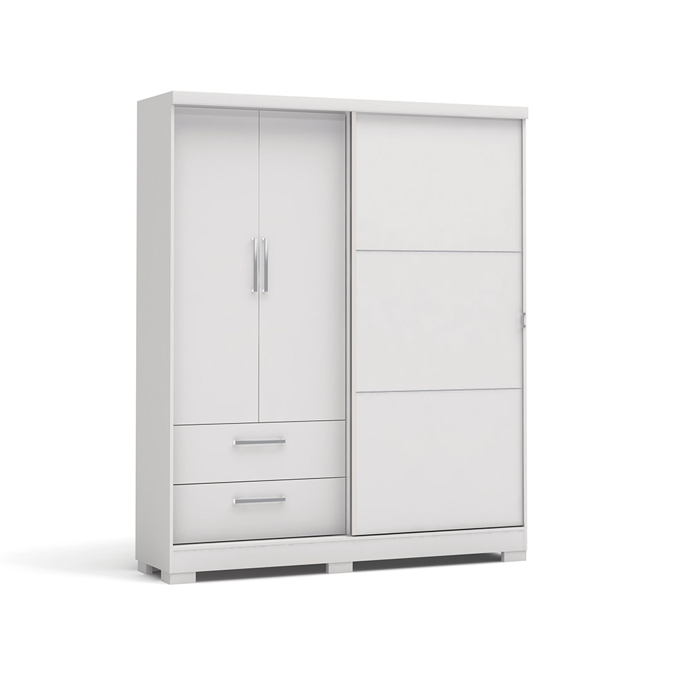 Guarda-Roupa Casal Sanchezia 3 Portas 2 Gavetas Branco