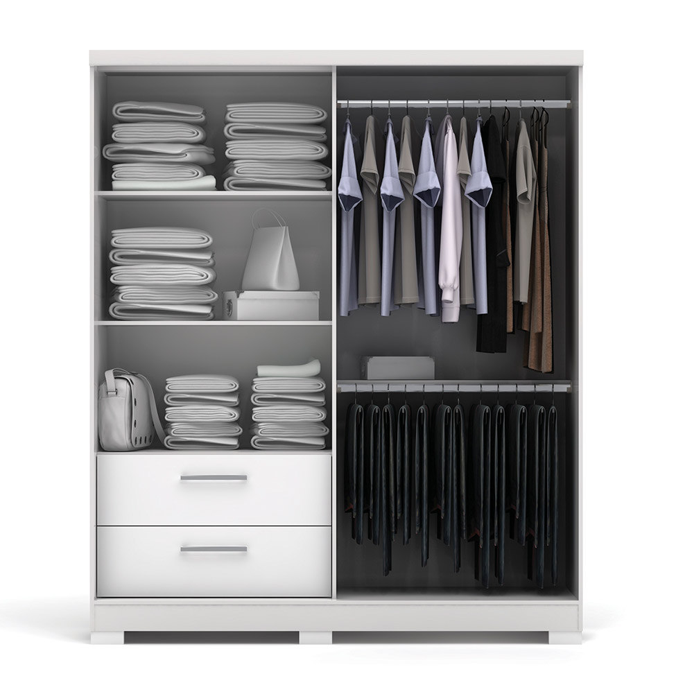 Guarda-Roupa Casal Sanchezia 3 Portas 2 Gavetas Branco