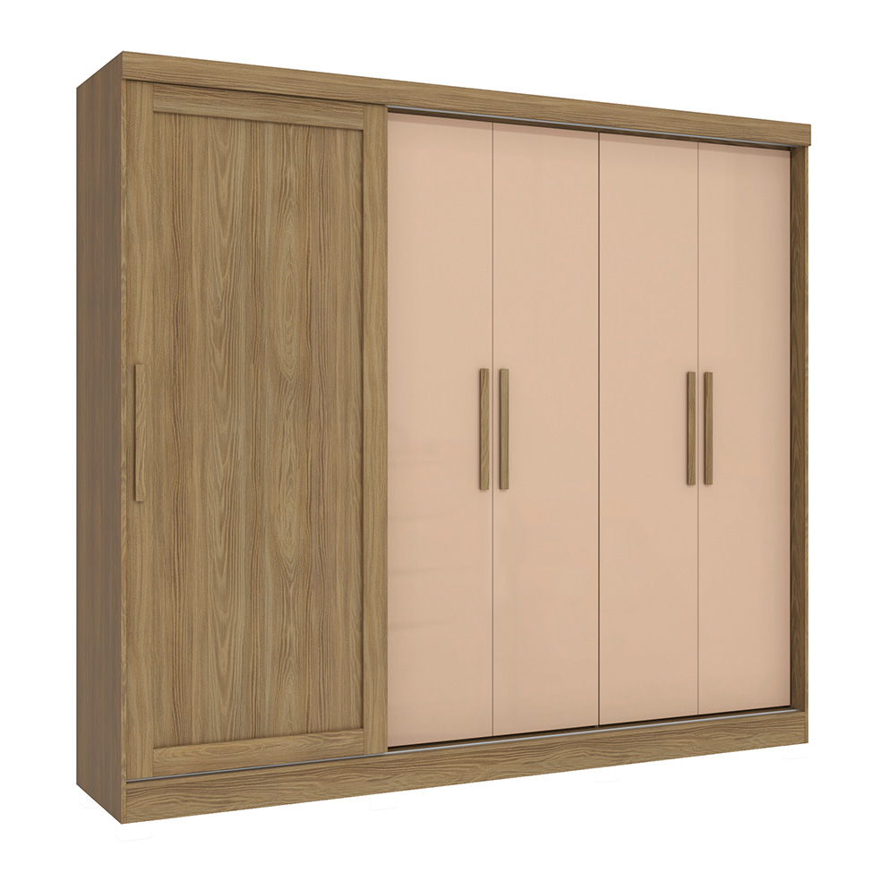Guarda-Roupa Casal Tormaline 5 Portas 4 Gavetas Nogueira e Macadamia