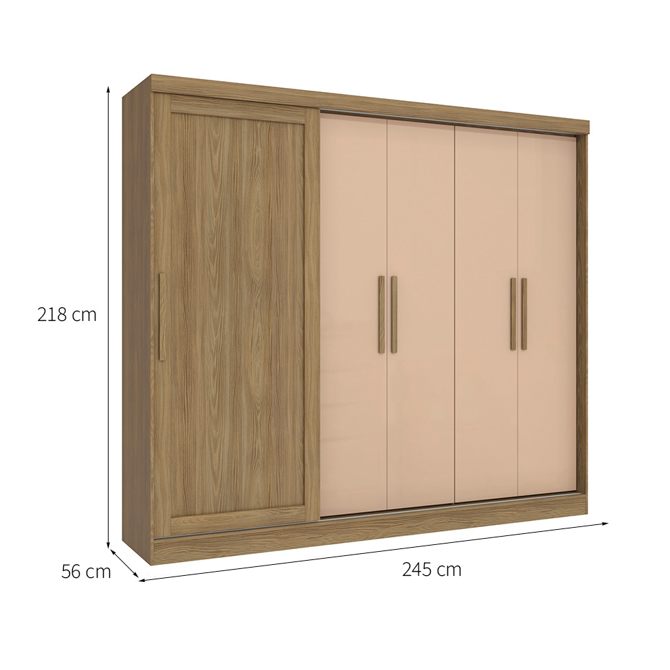 Guarda-Roupa Casal Tormaline 5 Portas 4 Gavetas Nogueira e Macadamia