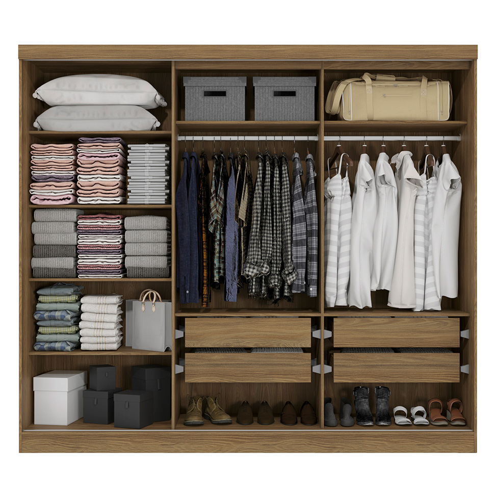 Guarda-Roupa Casal Tormaline 5 Portas 4 Gavetas Nogueira e Macadamia