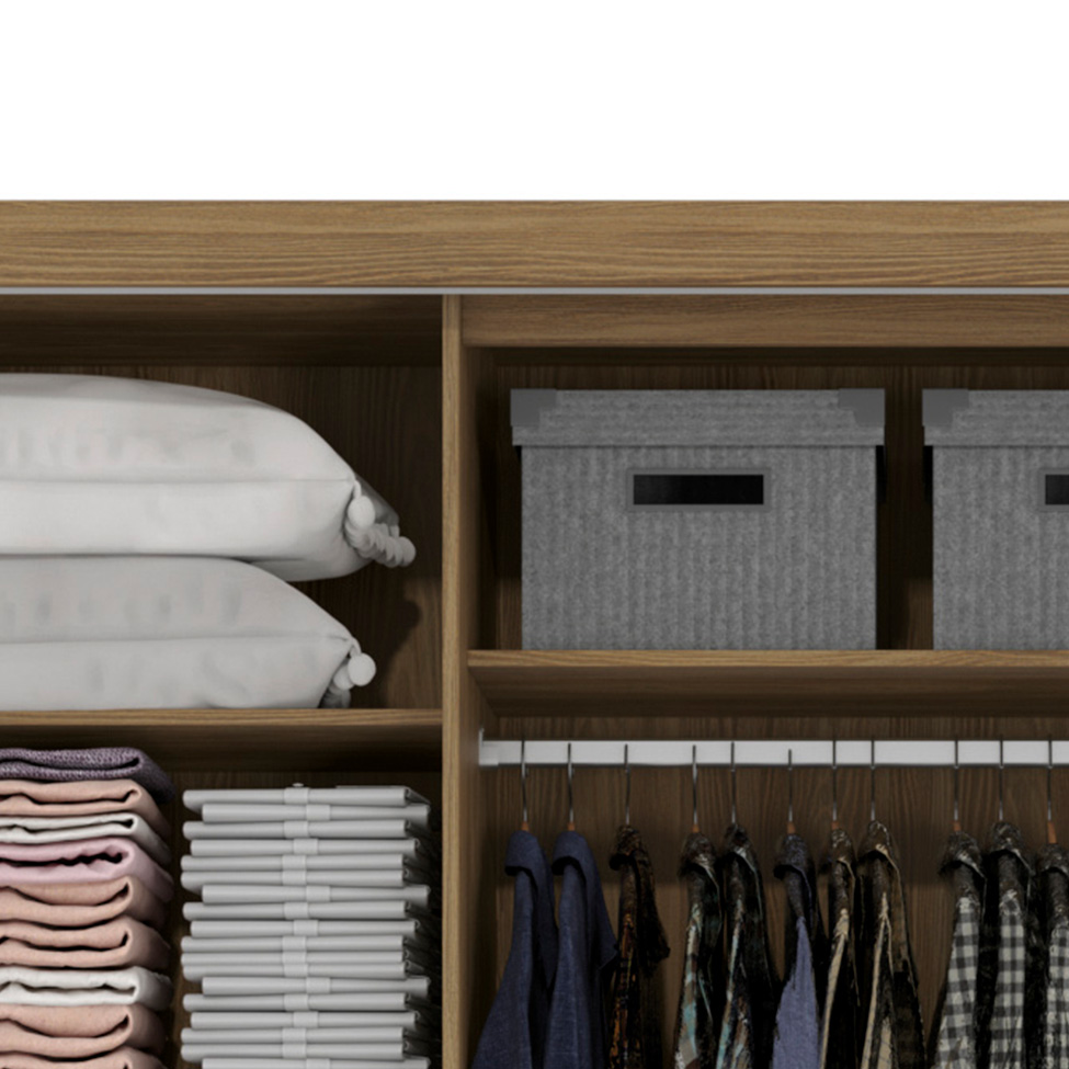 Guarda-Roupa Casal Tormaline 5 Portas 4 Gavetas Nogueira e Macadamia
