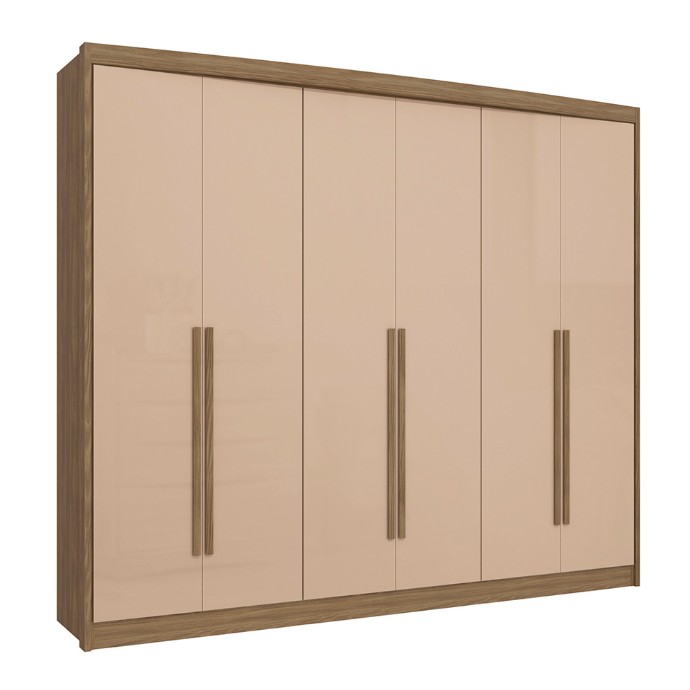 Guarda-Roupa Casal Tormaline 6 Portas 6 Gavetas Nogueira e Macadamia
