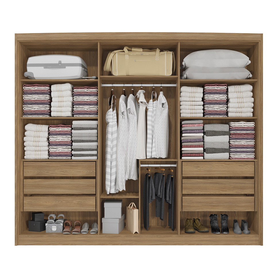Guarda-Roupa Casal Tormaline 6 Portas 6 Gavetas Nogueira e Macadamia