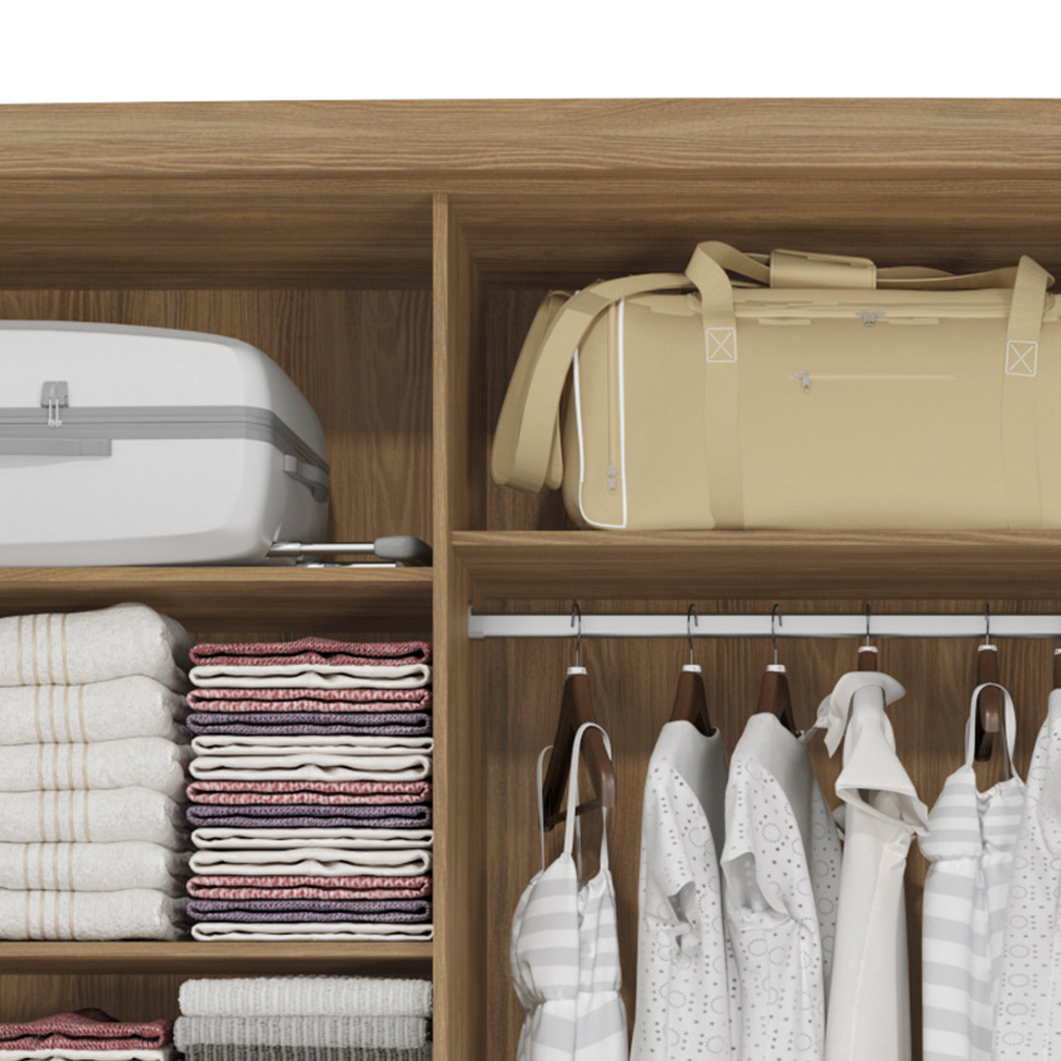 Guarda-Roupa Casal Tormaline 6 Portas 6 Gavetas Nogueira e Macadamia