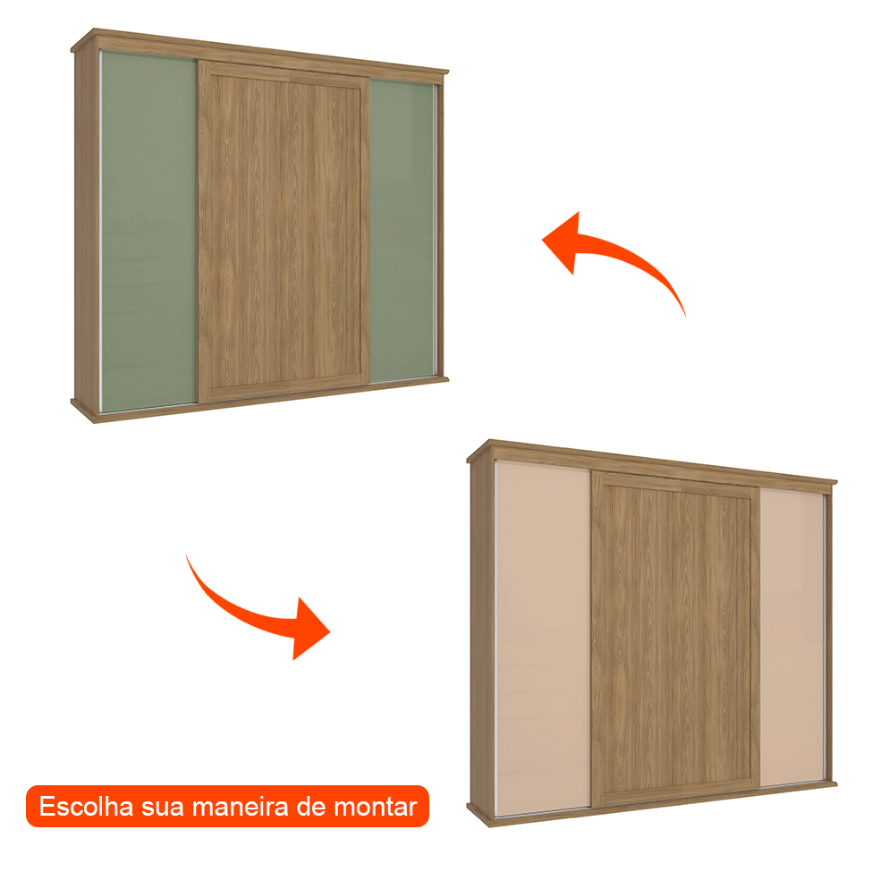 Guarda-Roupa Casal Tormaline Flex 4 Portas 4 Gavetas Nogueira