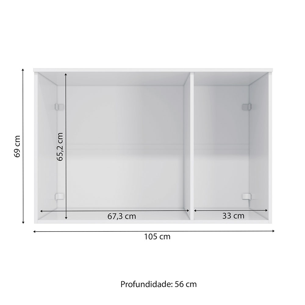 Guarda-Roupa Modulado Aéreo Cavi 3 PT Branco 105 cm