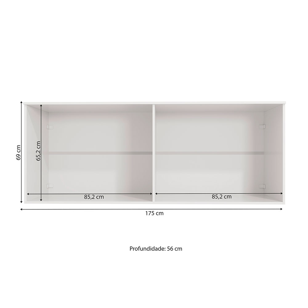 Guarda-Roupa Modulado Aéreo Cavi 4 PT Branco 175 cm