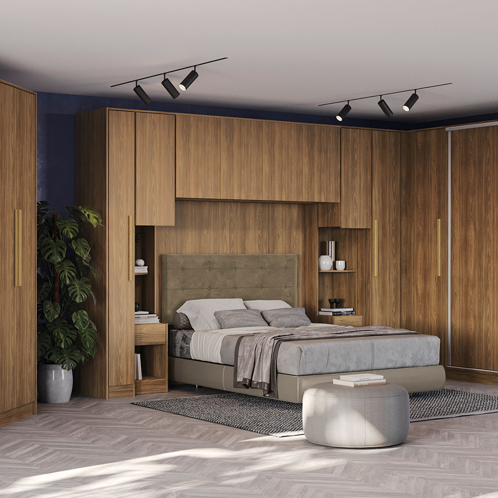 Guarda-Roupa Modulado Aéreo Cavi 4 PT Nogueira 175 cm