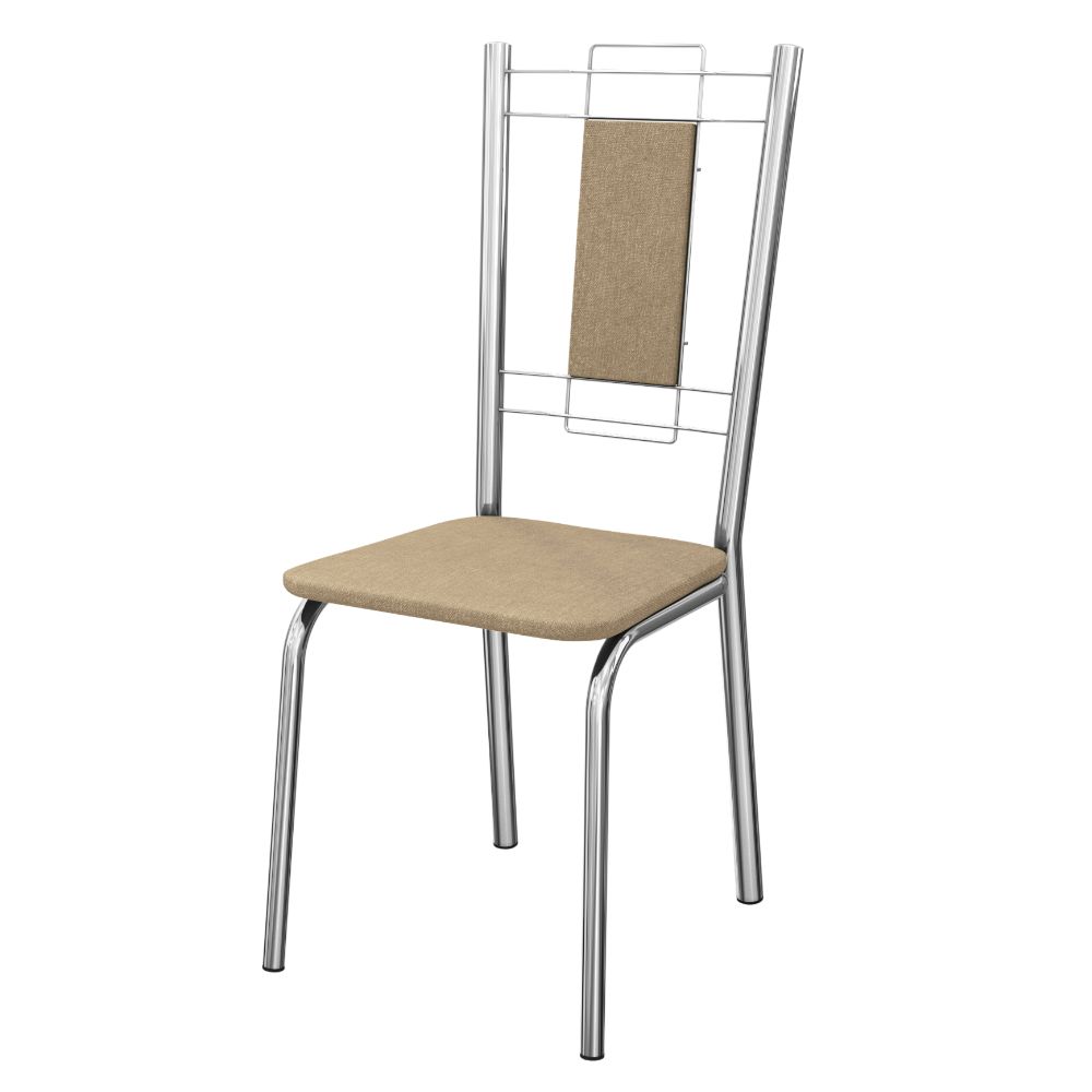Kit 2 Cadeiras Cromada Sala Jantar 2C005CR Corino Capuccino Kappesberg