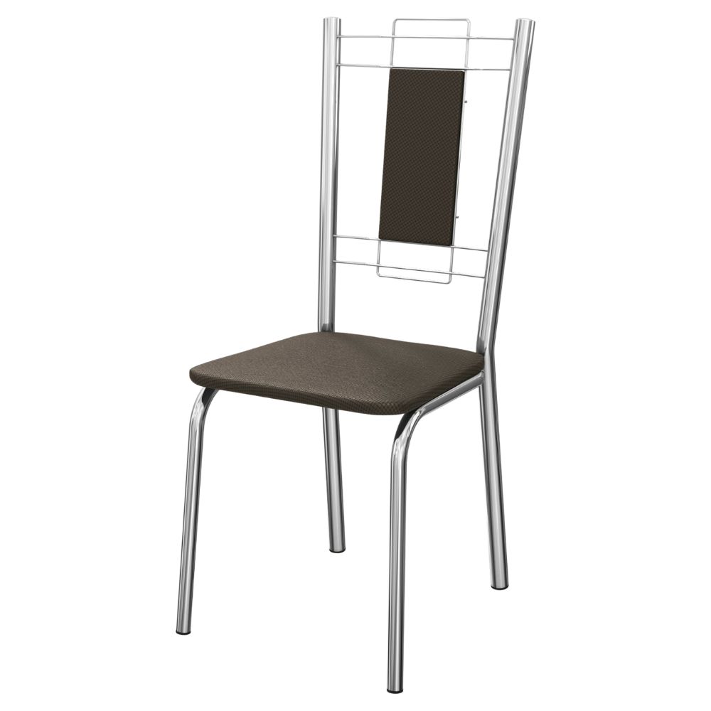 Kit 2 Cadeiras Cromada Sala Jantar 2C005CR Corino Marrom Kappesberg
