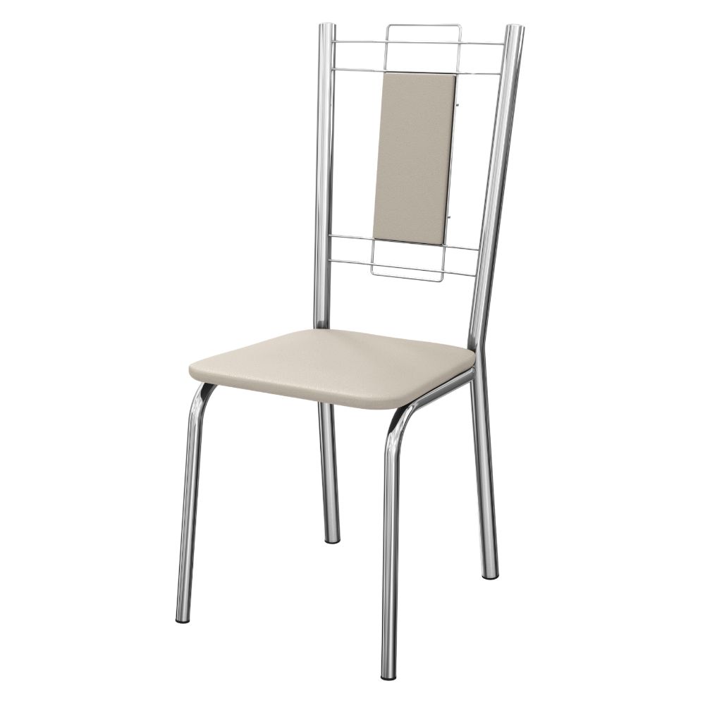 Kit 2 Cadeiras Cromada Sala Jantar 2C005CR Corino Nude Kappesberg