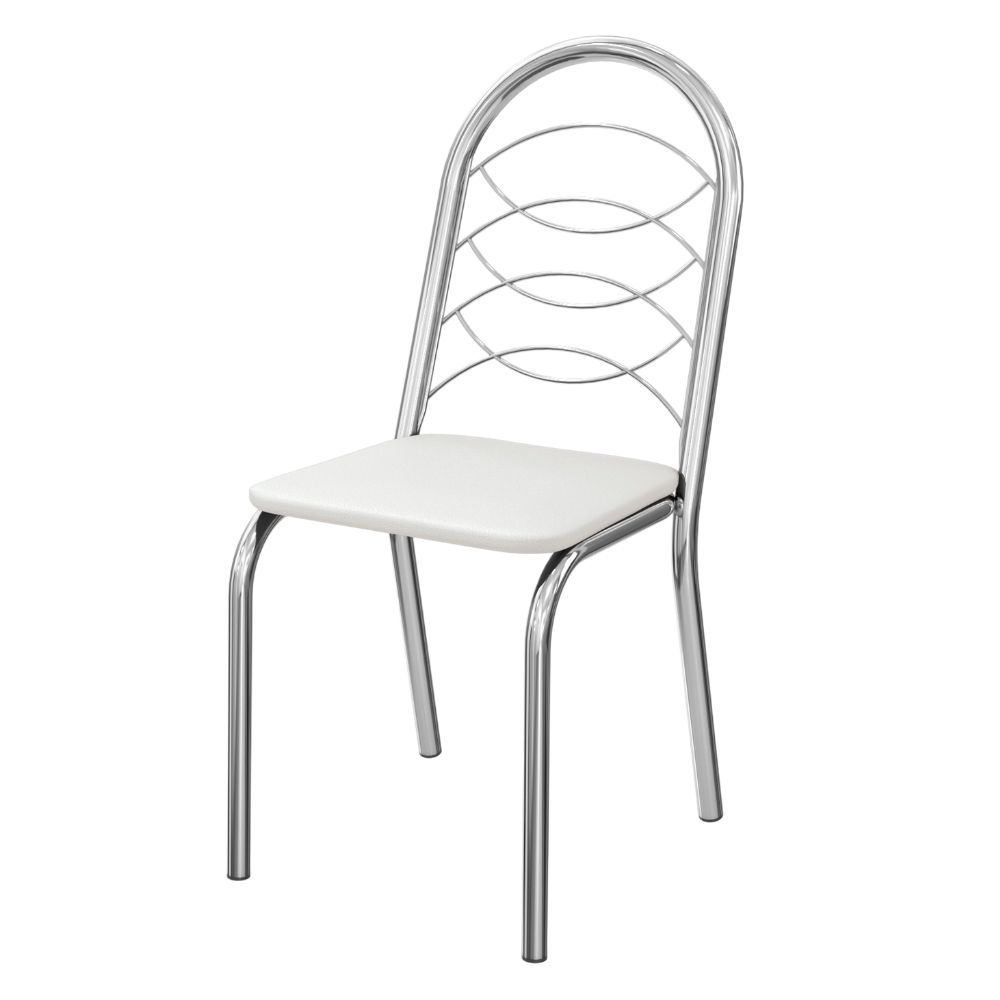 Kit 2 Cadeiras Cromada Sala Jantar 2C009CR Corino Branco Kappesberg
