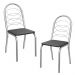 Kit 2 Cadeiras Cromada Sala Jantar 2C009CR Corino Preto Kappesberg