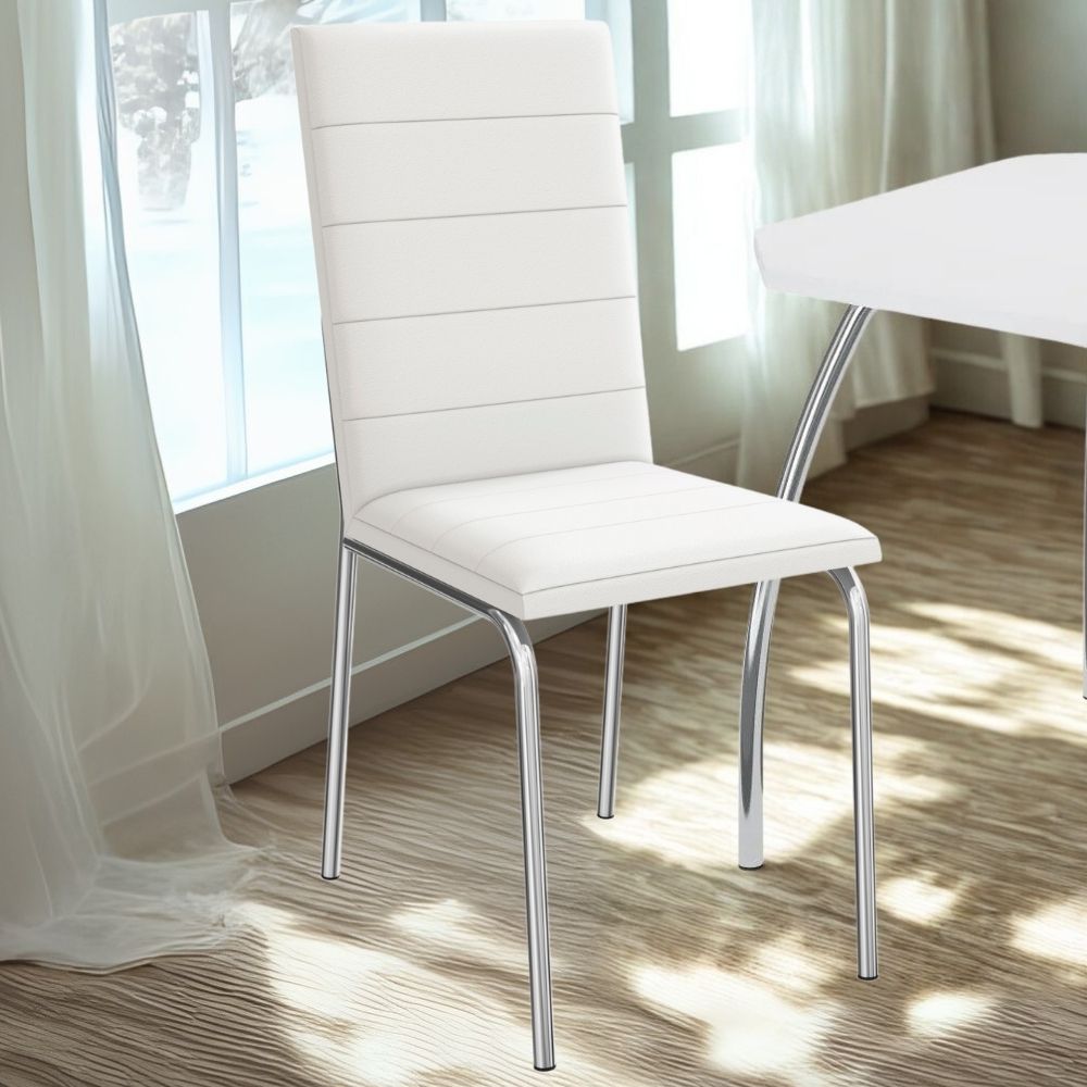 Kit 2 Cadeiras Cromada Sala Jantar 2C091CR Corino Branco Kappesberg