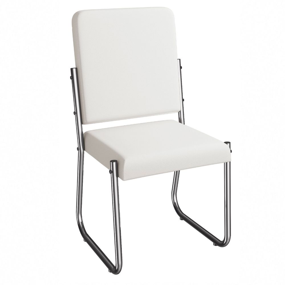 Kit 2 Cadeiras Cromada Sala Jantar 2C139CR Corino Branco Kappesberg