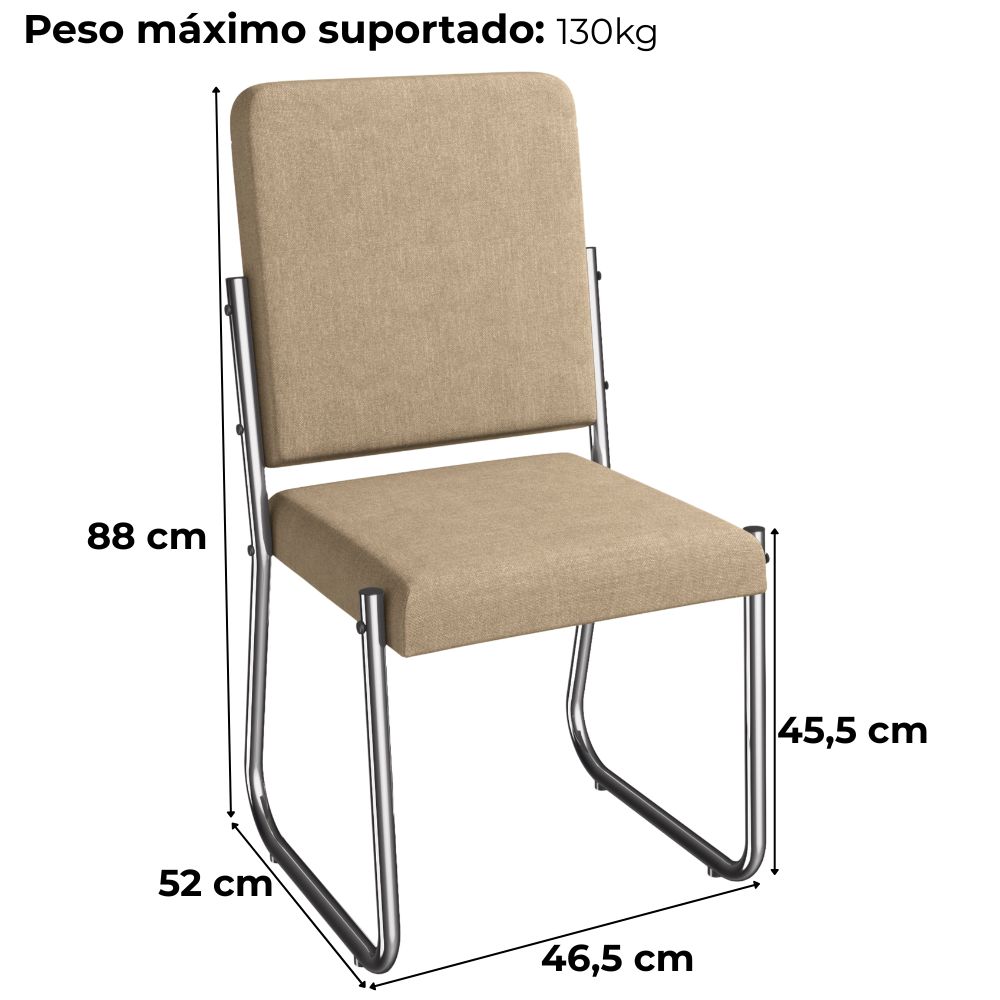 Kit 2 Cadeiras Cromada Sala Jantar 2C139CR Corino Capuccino Kappesberg