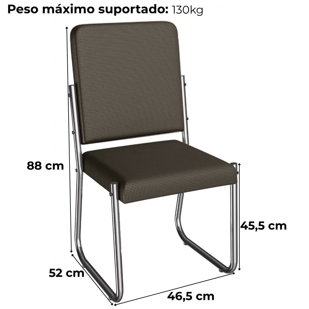 Kit 2 Cadeiras Cromada Sala Jantar 2C139CR Corino Marrom Kappesberg
