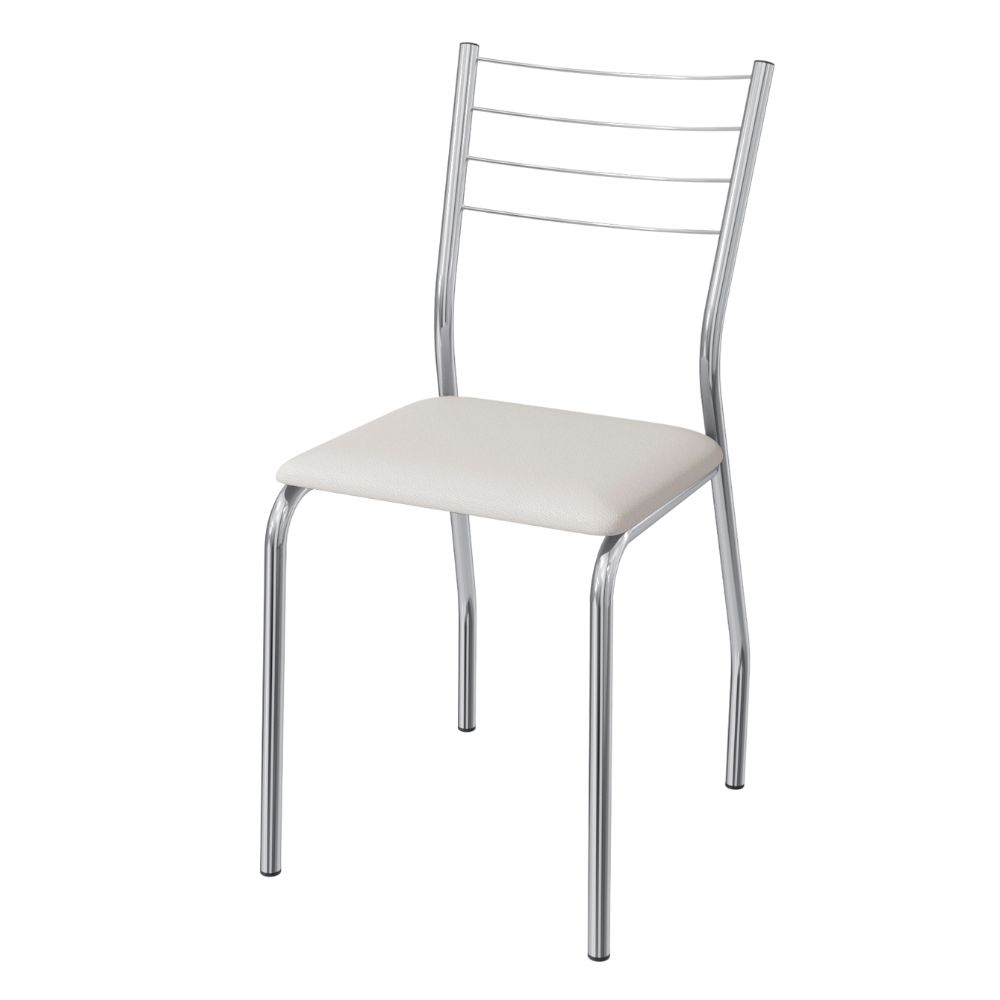 Kit 2 Cadeiras Cromada Sala Jantar 2C140CR Corino Branco Kappesberg