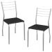 Kit 2 Cadeiras Cromada Sala Jantar 2C140CR Corino Preto Kappesberg