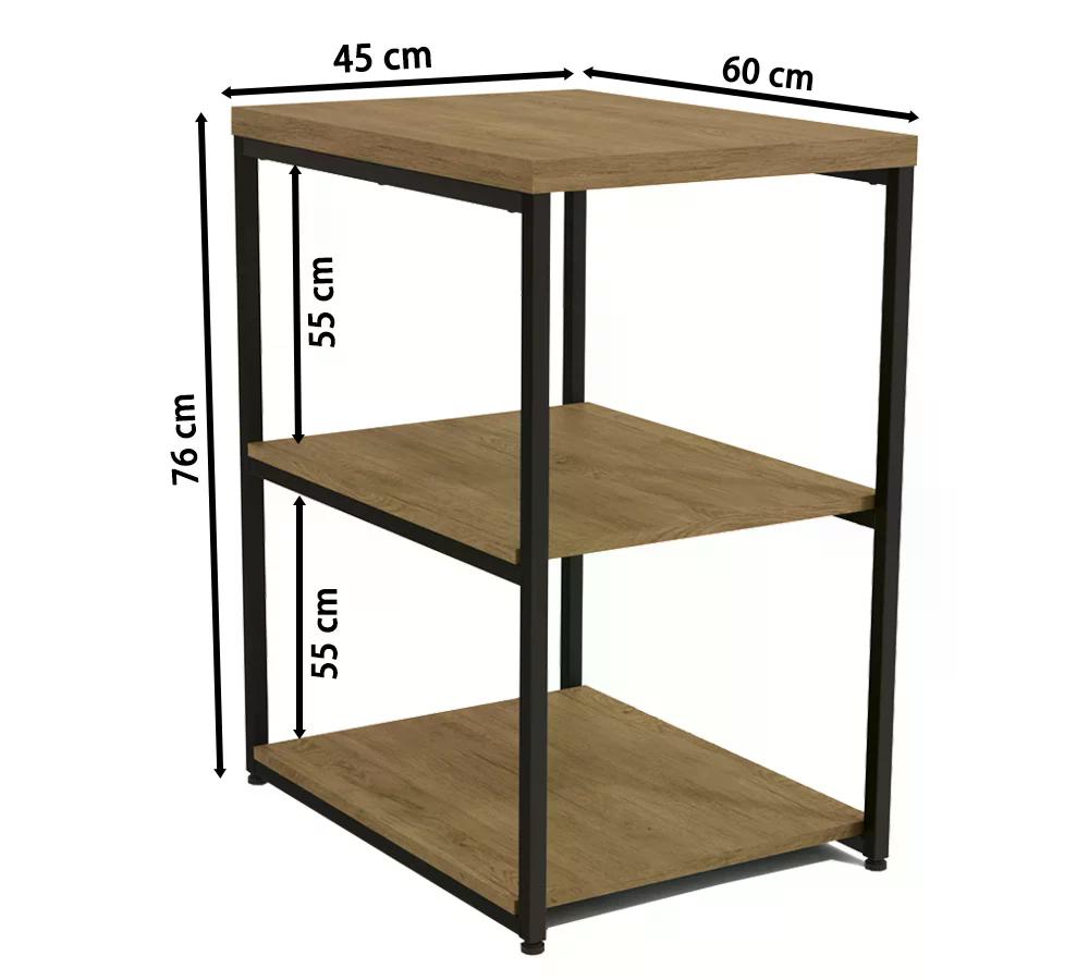 Mesa De Apoio Lateral 45cm Industrial Crome LI004 Freijo Preto Kappesberg