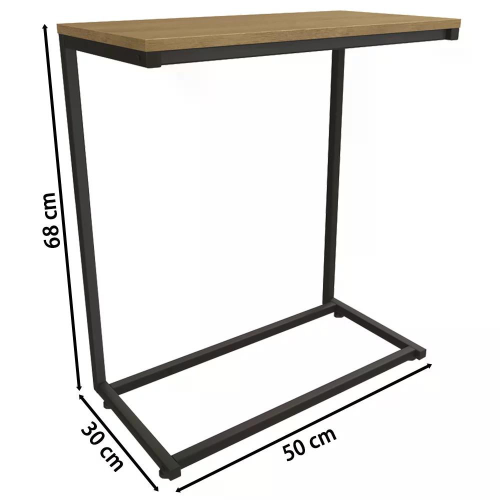 Mesa De Apoio Lateral 50cm Industrial Crome LI025 Freijo Preto Kappesberg