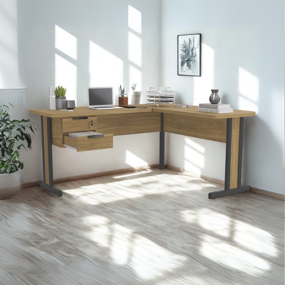 Mesa De Canto Com Gaveteiro 170x150 cm Versatil 1170A Itapua Kappesberg