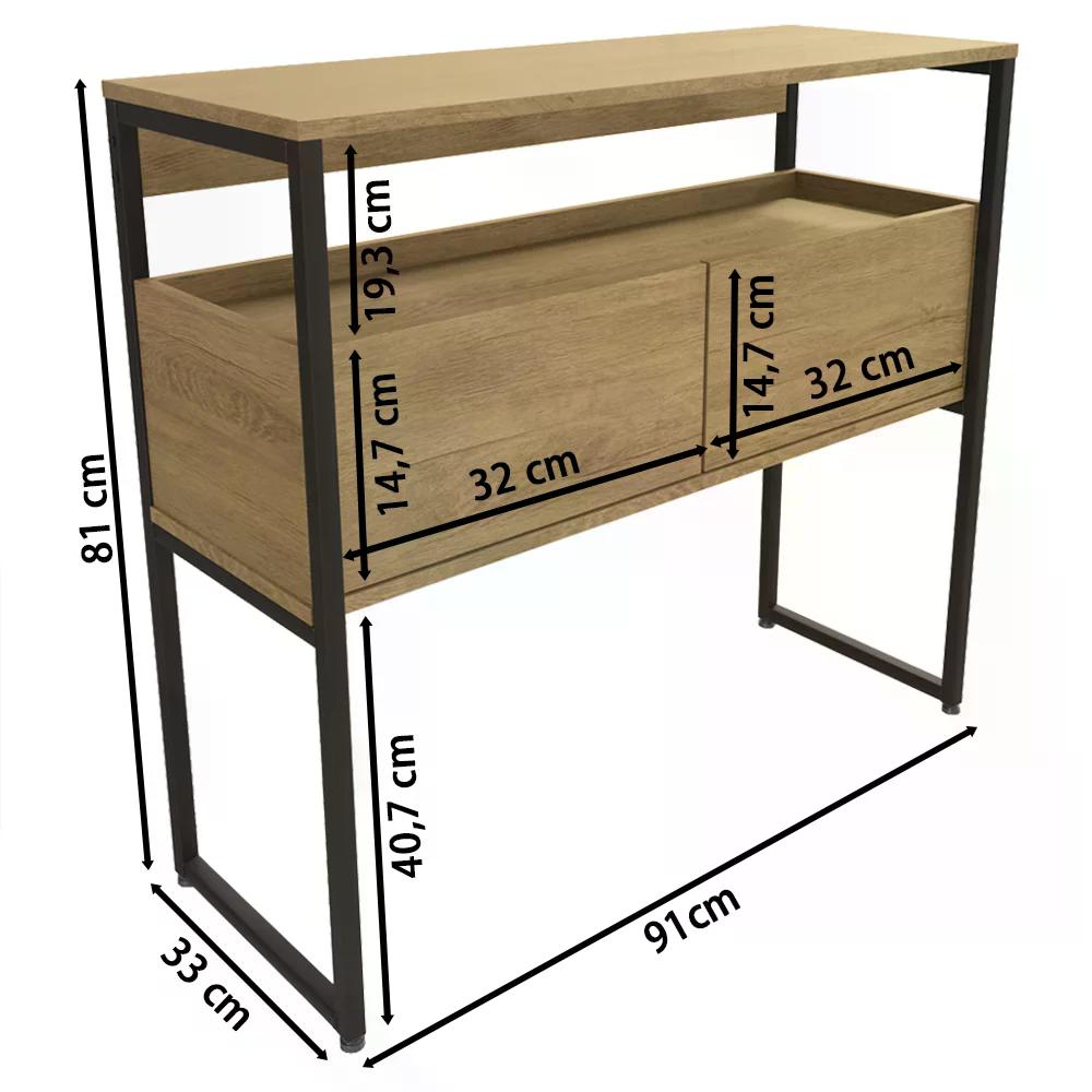 Mesa De Centro 1 Prateleira Industrial Crome LI017 Freijo Preto Kappesberg