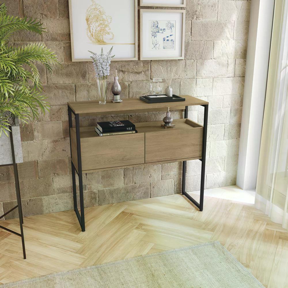 Mesa De Centro 1 Prateleira Industrial Crome LI017 Freijo Preto Kappesberg
